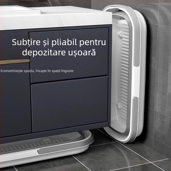 Găleată de mop pliabilă cu roți, rezervor de apă din silicon, ușor de transport, mâner telescopic 120–140 cm, mop din microfibră cu tijă din oțel inoxidabil