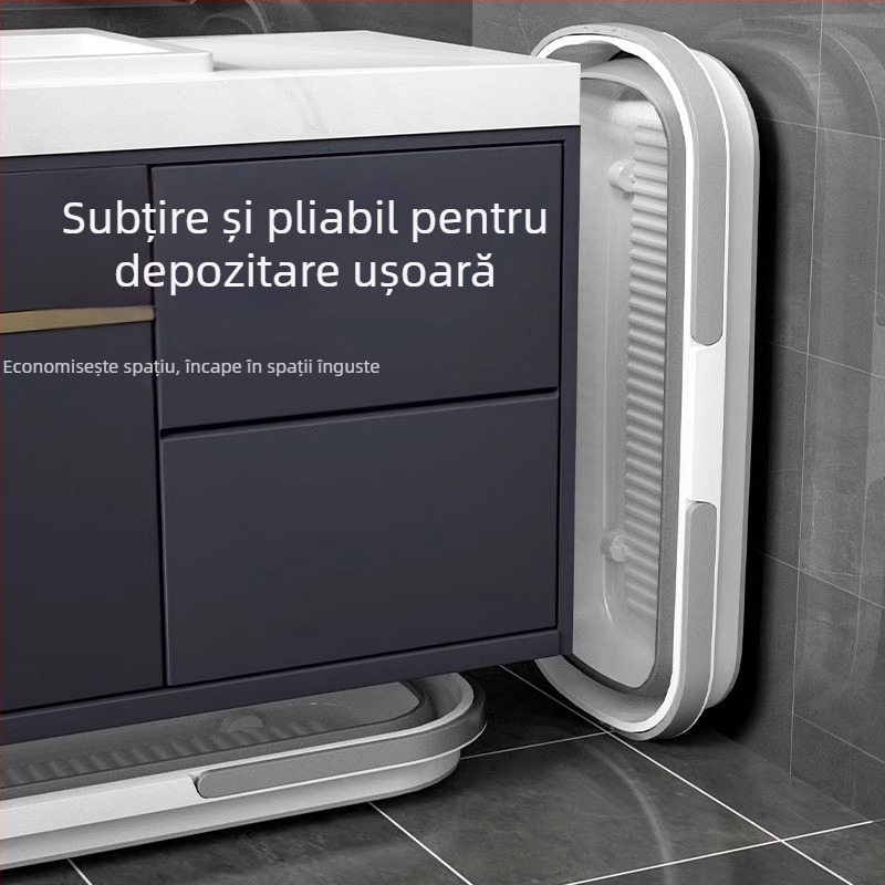 Găleată de mop pliabilă cu roți, rezervor de apă din silicon, ușor de transport, mâner telescopic 120–140 cm, mop din microfibră cu tijă din oțel inoxidabil