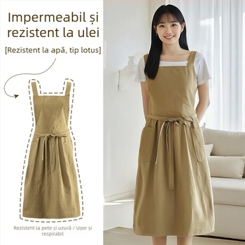 Șorț de bucătărie în stil japonez, impermeabil, fără mâneci, anti-murdărire, material Taslan, culoare solidă, mărime universală