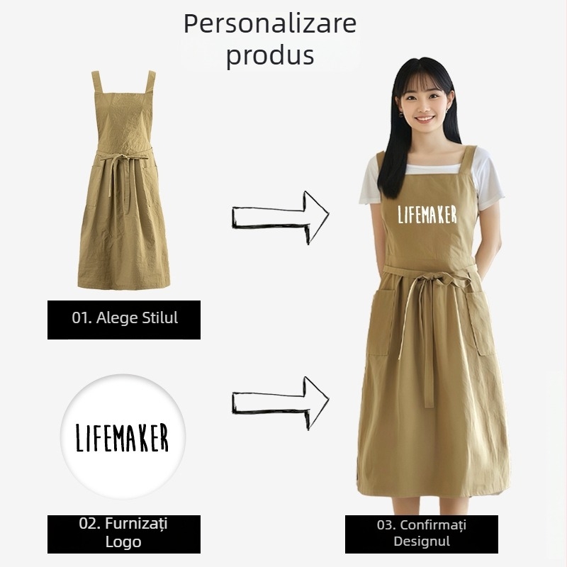 Șorț de bucătărie în stil japonez, impermeabil, fără mâneci, anti-murdărire, material Taslan, culoare solidă, mărime universală
