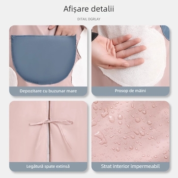 Șorț de bucătărie PVC, impermeabil și rezistent la ulei, stil de vară ușor, croială lată, poate șterge mâinile, drăguț și la modă, design nou pentru gătit
