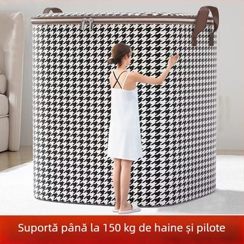 Sac de depozitare Houndstooth pentru haine, din material nețesut, capacitate mare, pentru haine, pilote, mutări și rufe murdare