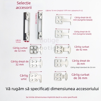 Accesorii pentru uși glisante din oțel inoxidabil: cârlig drept 36 și cârlig curbat 42, extensibil, universal, stil modern minimalist