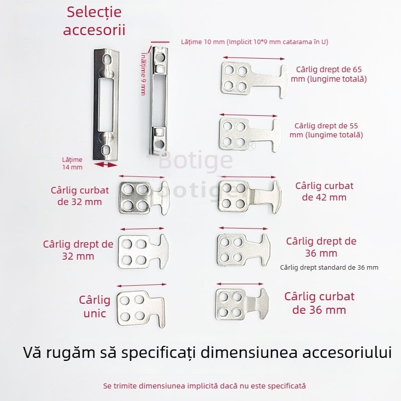 Accesorii pentru uși glisante din oțel inoxidabil: cârlig drept 36 și cârlig curbat 42, extensibil, universal, stil modern minimalist