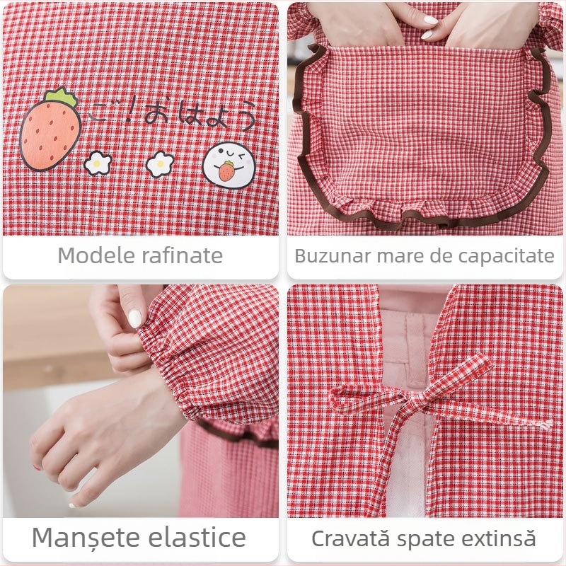 Nou șorț impermeabil din bumbac cu mâneci, șorț de protecție pentru bucătărie și casă, cu imprimeu, mărime mare, unisex