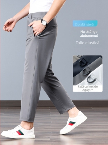 Pantaloni bărbătești cropped, vară 2025 – ultra-subțiri, răcoroși, croi drept, croială relaxată