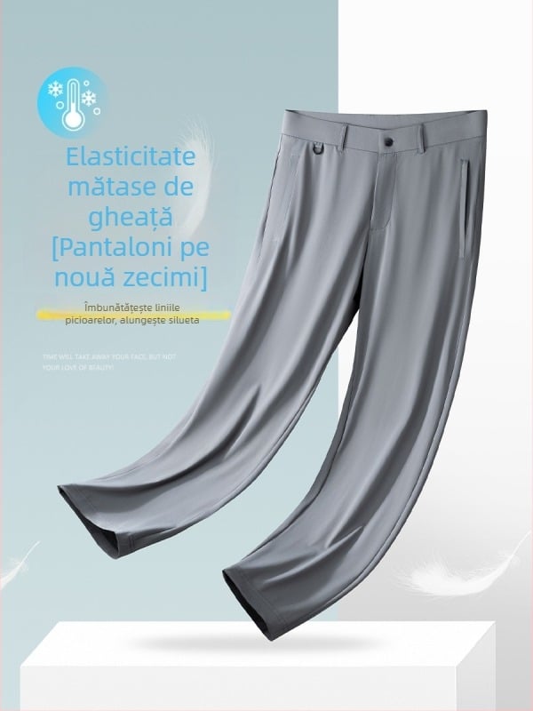 Pantaloni bărbătești cropped, vară 2025 – ultra-subțiri, răcoroși, croi drept, croială relaxată