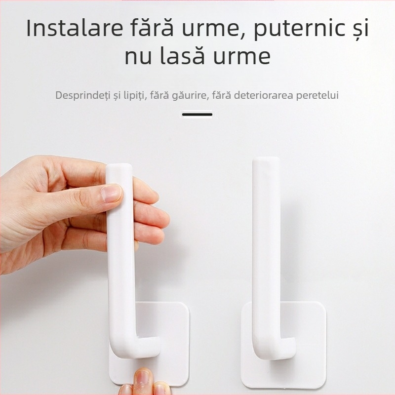 Cuier cu formă de L, încărcare puternică, adeziv fără găuri, soluție de depozitare multifuncțională pentru dormitor și bucătărie