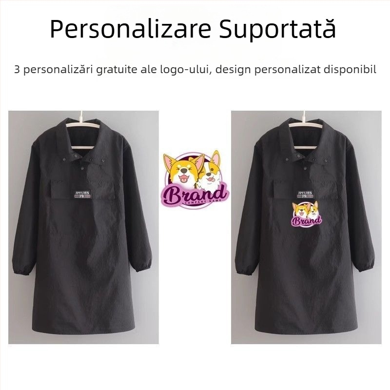 Șorț cu mâneci lungi, impermeabil și respirabil, pentru frizerie și bucătărie, îmbrăcăminte de protecție unisex cu guler înalt și capse