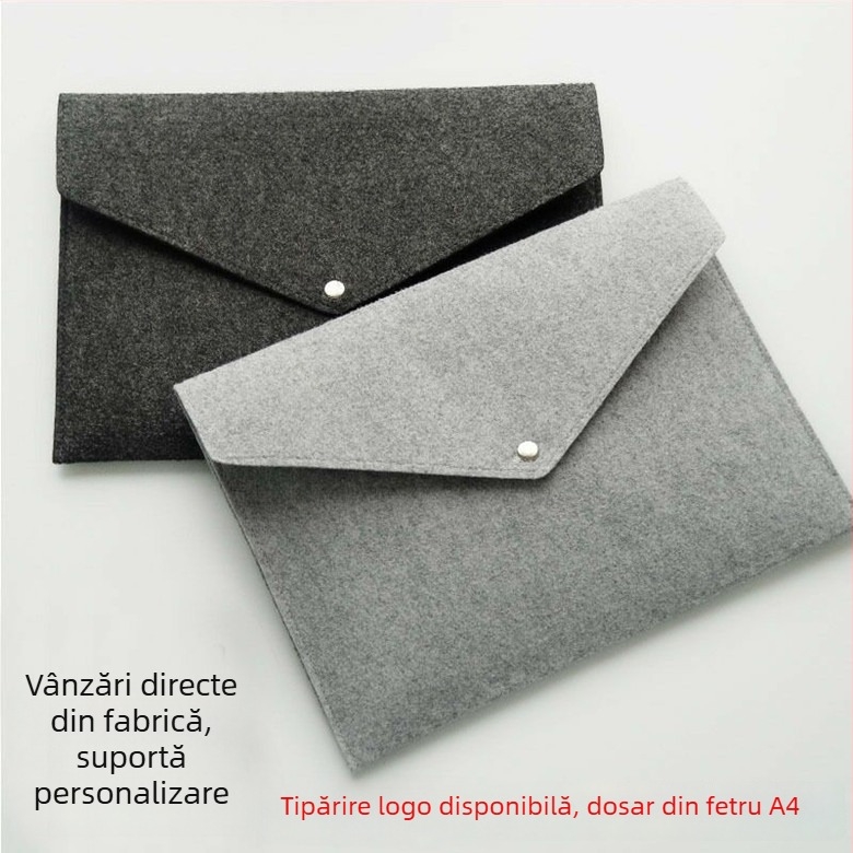Geantă din filc pentru documente A4, dosar cu nasturi, depozitare polițe de asigurare, dosar, personalizabil cu siglă, stil desen animat