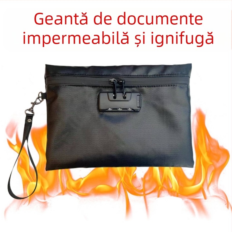Mapă pentru documente cu lacăt, rezistentă la foc și apă, cu posibilitatea imprimării siglei