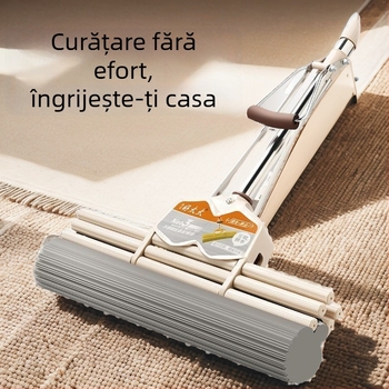 Mop cu burete PVA și rolă, fără atingere cu mâinile, pentru casă și internat, cu două rânduri