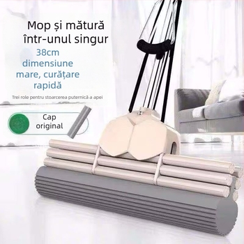 Mop cu burete PVA și rolă, fără atingere cu mâinile, pentru casă și internat, cu două rânduri