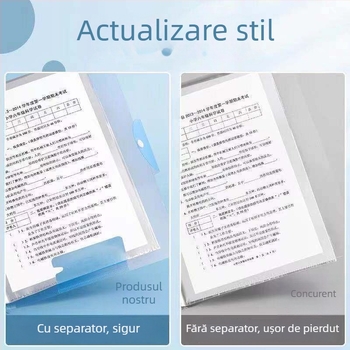Mapă A3 pentru depozitare fișe de test, cu buzunare transparente, compartimente multiple pentru documente, pentru elevi
