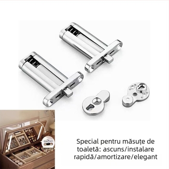 Balama ascunsă pentru toaletă cu amortizor, balama hidraulică pentru ușile de dulap, montaj rapid, model L-055, cromată