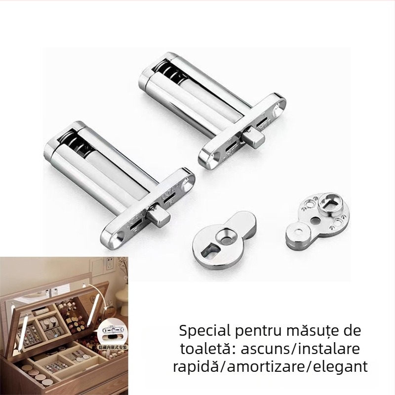 Balama ascunsă pentru toaletă cu amortizor, balama hidraulică pentru ușile de dulap, montaj rapid, model L-055, cromată