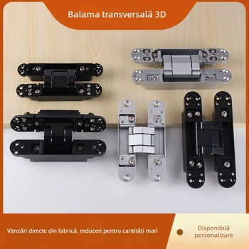 Balama ascunsă reglabilă tridimensională pentru uși pliabile, aliaj de zinc, balama H silențioasă