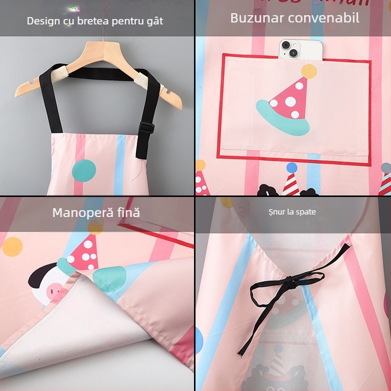 Șorț de bucătărie impermeabil și rezistent la ulei, design modern, drăguț, mărime universală
