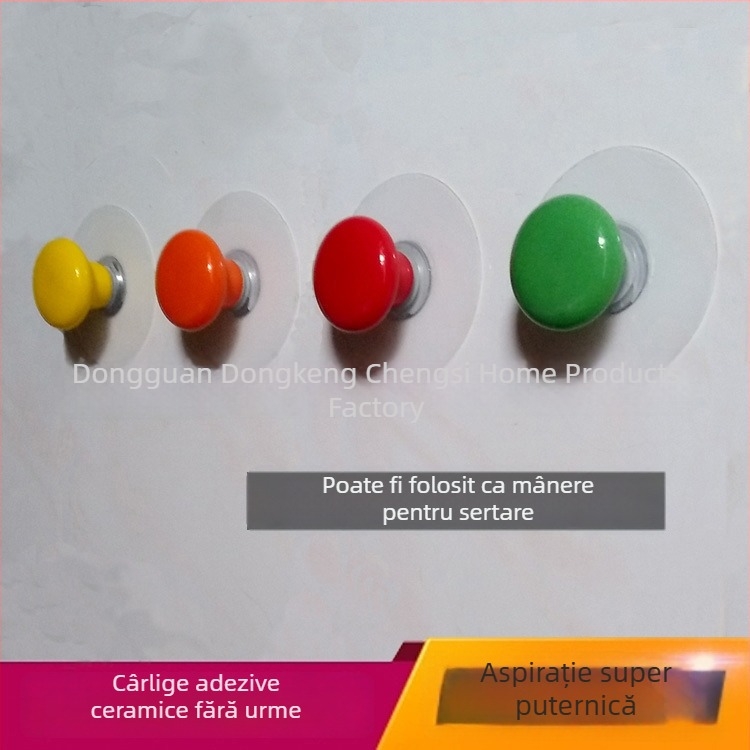 Cârlig ceramic cu adeziv puternic, spate detașabilă; mâner colorat pentru sertare și cârlig pentru haine; vânzări en gros personalizate