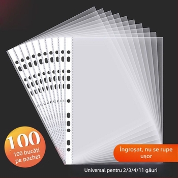 Mapă PVC pentru fișiere cu 11 găuri și buzunare pentru pagini, organizator de afaceri portabil