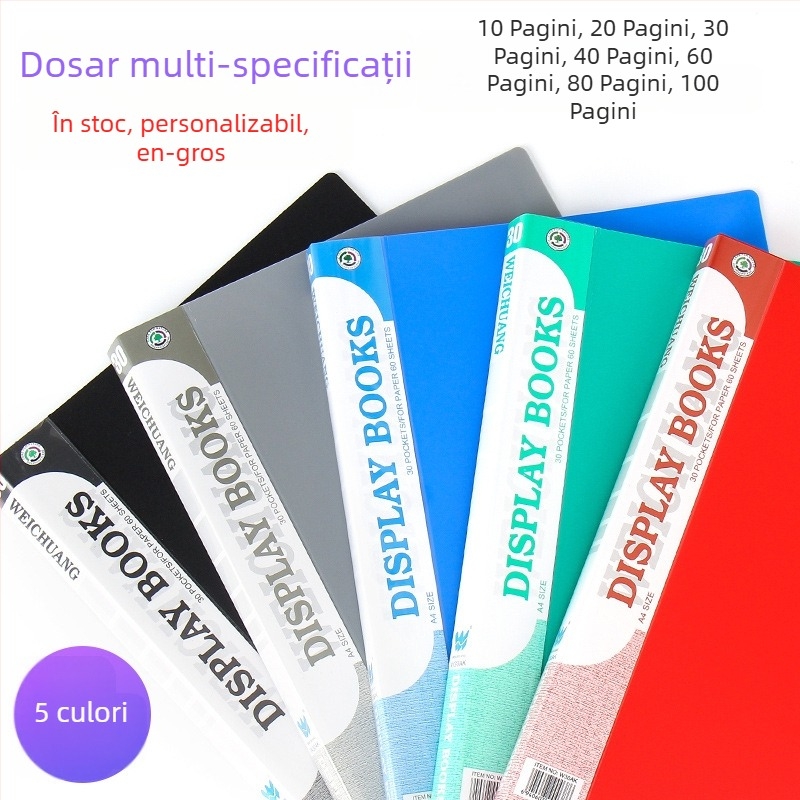 Weichuang AK serie caiet informativ A4 cu buzunare pentru inserții, dosar cu mai multe niveluri pentru documente și lucrări ale elevilor