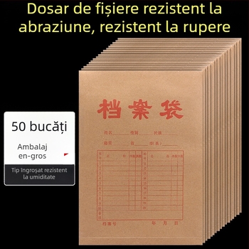 Mapă A4 din hârtie kraft, groasă, pentru documente, cu imprimare a logo-ului