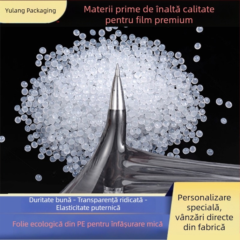 Film de înfășurat manual, lățime 5 cm, autoadeziv, rolă mare PE, mâner din plastic transparent