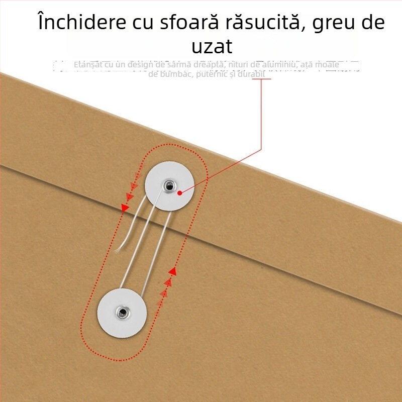 Dosar de fișiere din hârtie kraft albastru, format A4, închidere cu șnur
