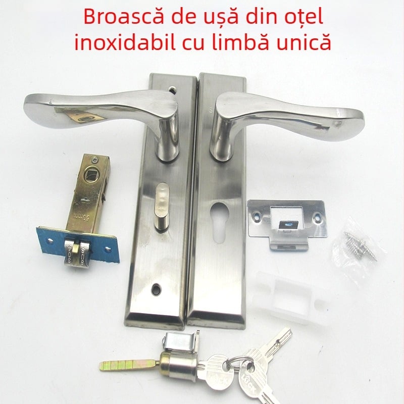 Încuietoare pentru ușă interioară din oțel inoxidabil, pentru uși din lemn și aluminiu, cu cheie