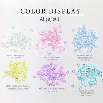 Accesorii noi pentru arta unghiilor cu diamante Mocha din sticlă, diamante rotunde cu bază plată, pentru decor DIY în nuanțe dopamină