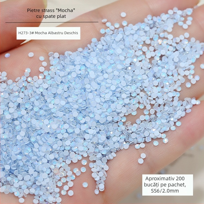 Accesorii noi pentru arta unghiilor cu diamante Mocha din sticlă, diamante rotunde cu bază plată, pentru decor DIY în nuanțe dopamină