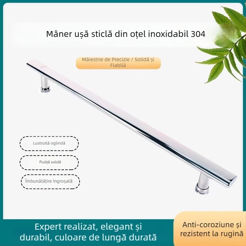 Bifan mâner din oțel inoxidabil 304 pentru ușa din sticlă a cabinei de duș, mâner glisant pentru baie, distanța dintre găuri 440 mm, design modern minimalist