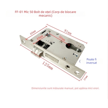 Corp de încuietoare interior pentru ușă, mic model 50, lungime 125 mm, mecanic, reversibil, pentru uși de dormitor