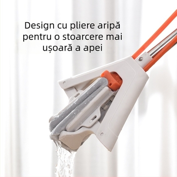 2026 Capă de mop din burete alb cu stoarcere automată, pentru curățenie în casă