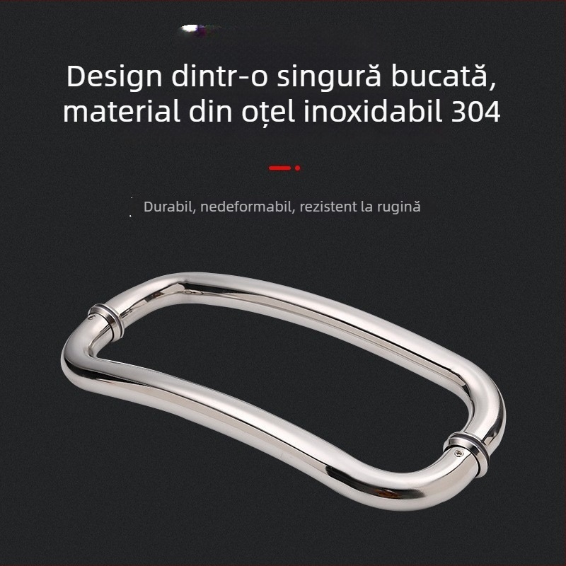 Mâner din oțel inoxidabil pentru duș, mâner curbat în formă de semilună, mâner pentru ușa de baie, ușă glisantă