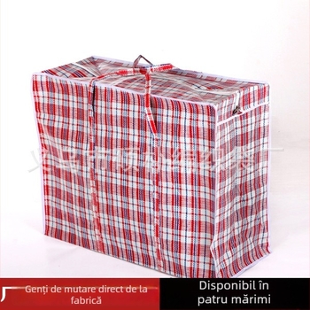 Geantă din plasă împletită din polipropilenă, rezistentă, roșu-albastru, mică, pentru mutări și ambalare