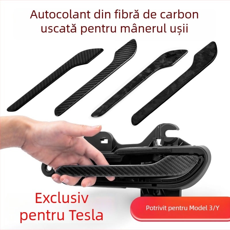 Mâner de ușă din fibră de carbon pentru Tesla — folie protectoare împotriva zgârieturilor pentru Model 3 și Model Y