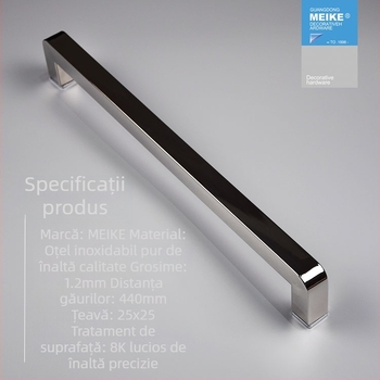 GL-MK440 Mâner pentru ușă de sticlă din oțel inoxidabil 304, negru, țeavă pătrată, pentru ușă glisantă de duș și baie