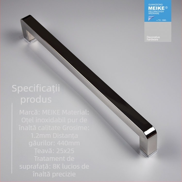 GL-MK440 Mâner pentru ușă de sticlă din oțel inoxidabil 304, negru, țeavă pătrată, pentru ușă glisantă de duș și baie