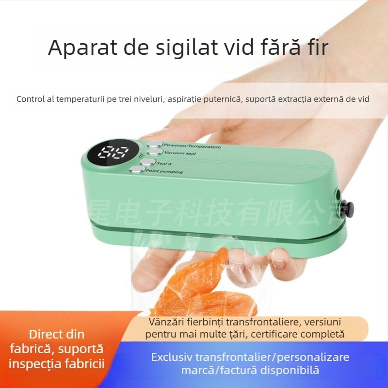 Mașină de sigilat vacuum mini, fără fir, pentru uz casnic, sigilare alimentară, ambalare bucătărie