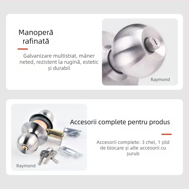 587 încuietoare cu bilă din oțel inoxidabil, finisaj cu cupru placat, pentru uși interioare din lemn