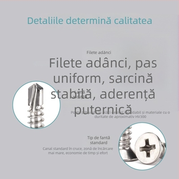 Șuruburi din oțel inoxidabil 410, cap plat, șuruburi autofiletante cu cruce pentru montajul ușilor și ferestrelor
