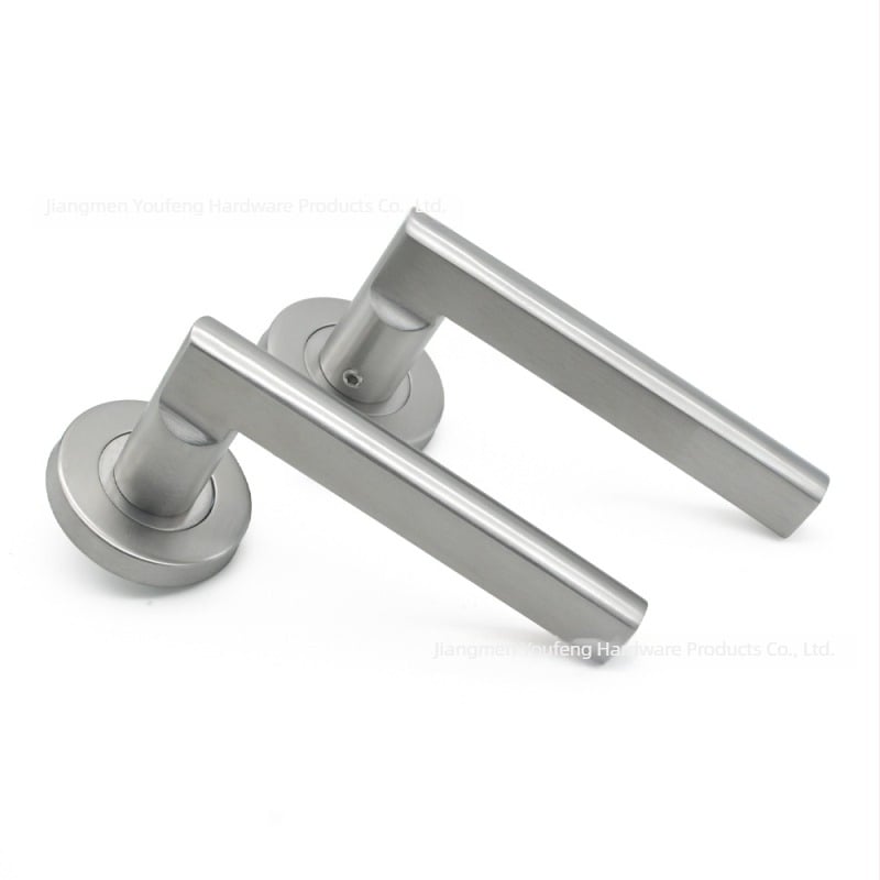 Maner de ușă din oțel inoxidabil 304, suprafață șlefuită, plat, cu unghi drept și formă specială, model MH-0315