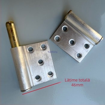Șarnier din aliaj de aluminiu, demontabil, cu 5 găuri, culoare șampanie, pentru uși batante și uși cu plasă, reversibil pentru stânga sau dreapta