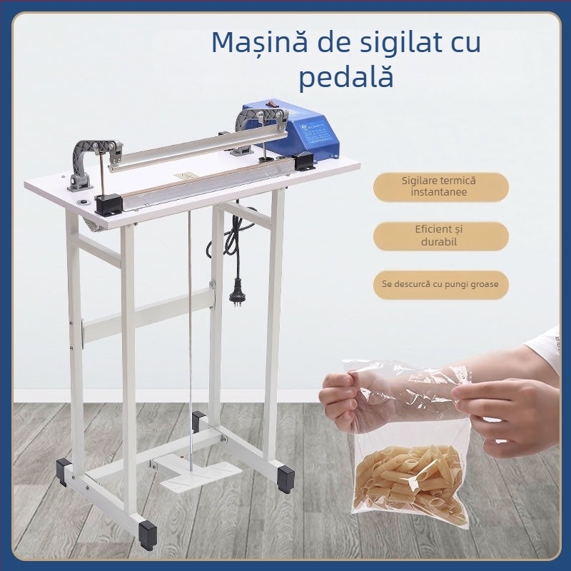 Mașină de sigilat cu pedală pentru sigilarea pungilor Mooncake, a pungilor de ceai, a pungilor din folie de aluminiu, a pungilor vid și a filmului de înfășurare termică