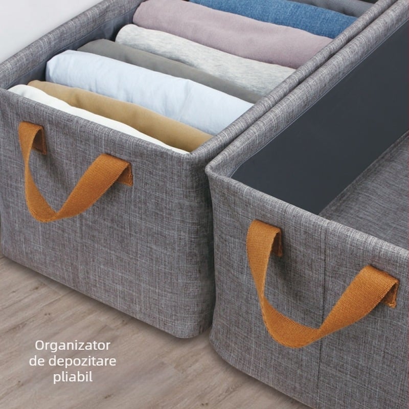 Cutie de depozitare pentru garderobă din material textil, pliabilă, fără capac, multifuncțională, portabilă