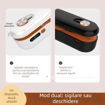 Mașină de sigilat compactă, reîncărcabilă, cu trei niveluri de temperatură, pentru pungi de gustări de uz casnic; sigilator pentru pungi din plastic, sigilare manuală pentru prospețime