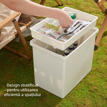 Cutie de depozitare pentru camping în aer liber, capacitate mare, cutie portabilă din PP pentru uz casnic și în mașină, 20-30 L, design în stil japonez.