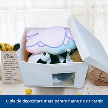 Cutie de depozitare pentru garderobă, cu sertar, din material Oxford, cu fereastră transparentă, capac, pliabilă, pentru haine, pantaloni și jucării
