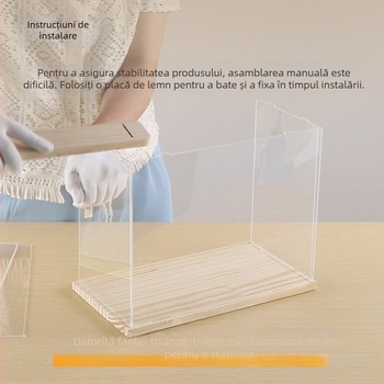 Suport acrilic Bubble Mart, exclusiv, cu spațiu pentru blind box, raft pentru păpuși și capac de protecție împotriva prafului